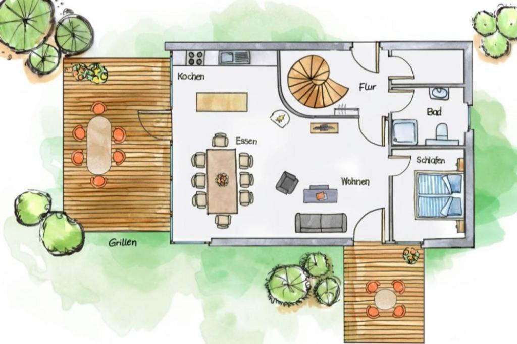 Villa W7 - sehr schönes Ferienhaus mit toller Lage und super Aussicht in Röbel an der Müritz Exterior foto